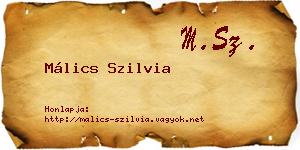 Málics Szilvia névjegykártya